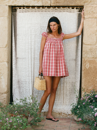 Belinha Mini Dress   Ines Check Terra Rosso
