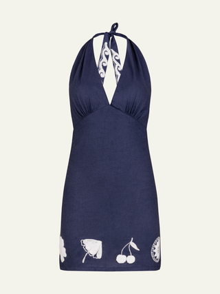 Valley Linen Dress   Navy
