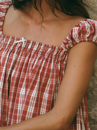 Belinha Mini Dress   Ines Check Terra Rosso
