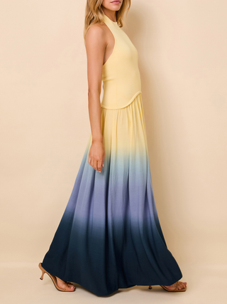 Halter Soglio Dress   Danish Butter/Deep Canal
