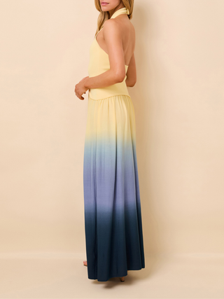 Halter Soglio Dress   Danish Butter/Deep Canal
