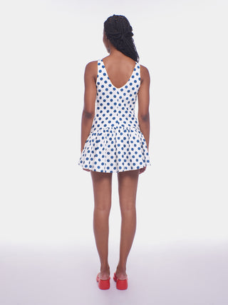 Addison Mini Dress   Navy Polka Dots
