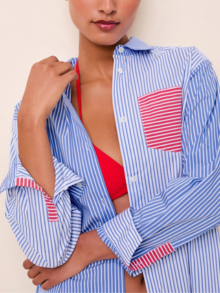 Avril Button Down   Blue Stripe
