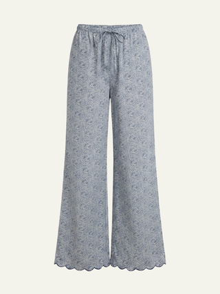 Scalloped Drawstring Wide Leg Pant
