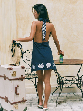Valley Linen Dress   Navy
