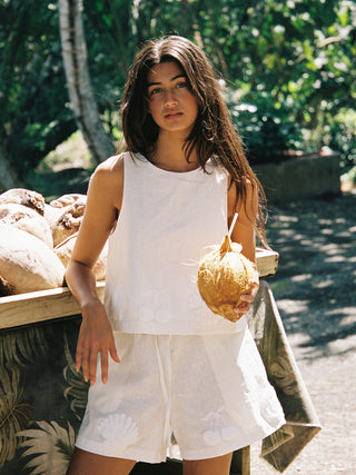Wahine Linen Crop Top
