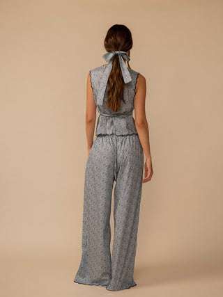 Scalloped Drawstring Wide Leg Pant
