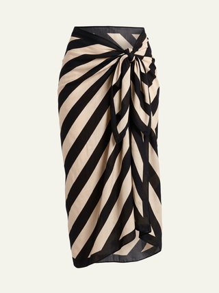 Long Pareo   Noir/Khaki Stripe
