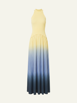 Halter Soglio Dress   Danish Butter/Deep Canal

