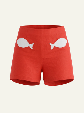 Gone Fishing Short   Tomato
