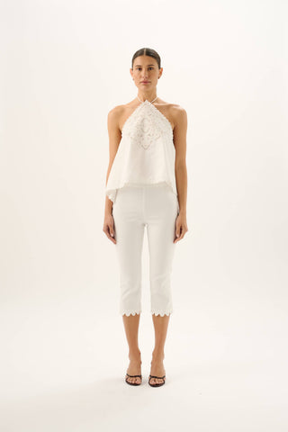Marianne Halter Top   White
