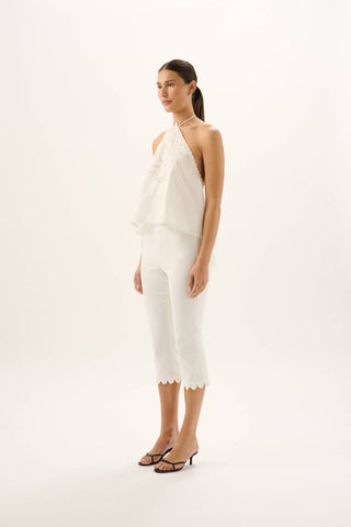 Marianne Halter Top   White
