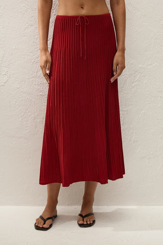 Citara Drawstring Midi Skirt   Red Ochre
