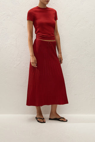 Citara Drawstring Midi Skirt   Red Ochre
