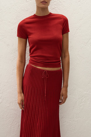 Citara Drawstring Midi Skirt   Red Ochre
