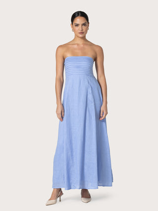 Talia Linen Maxi Dress   Sky Blu
