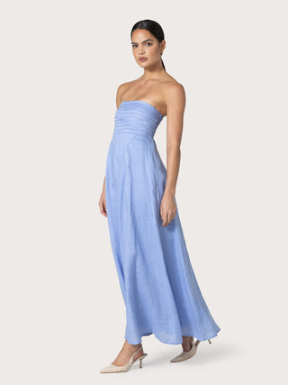 Talia Linen Maxi Dress   Sky Blu
