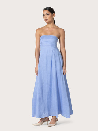 Talia Linen Maxi Dress   Sky Blu
