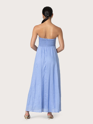 Talia Linen Maxi Dress   Sky Blu
