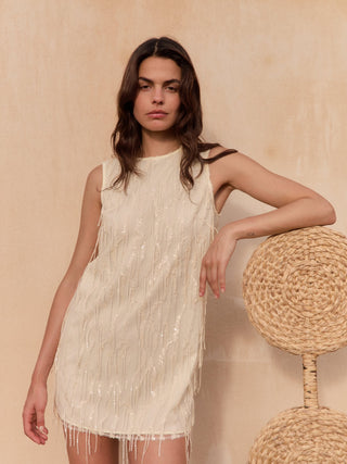 Eloise Sequin Dress   Blanc
